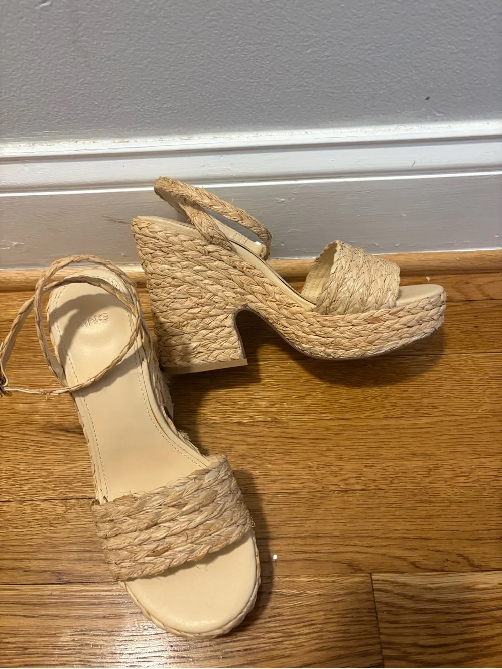 Mango Woven Platform Ankle-Strap Sandals - Tan